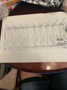 Shelf White Wire Rack Organizer for 8 LIDS or DISHES ETC